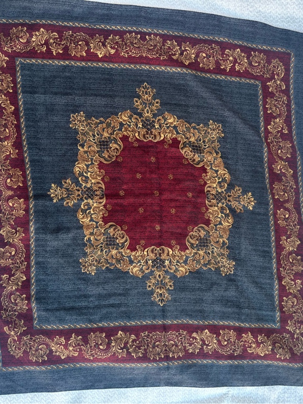 Talbots Navy, Burgundy and Gold Silk Scarf